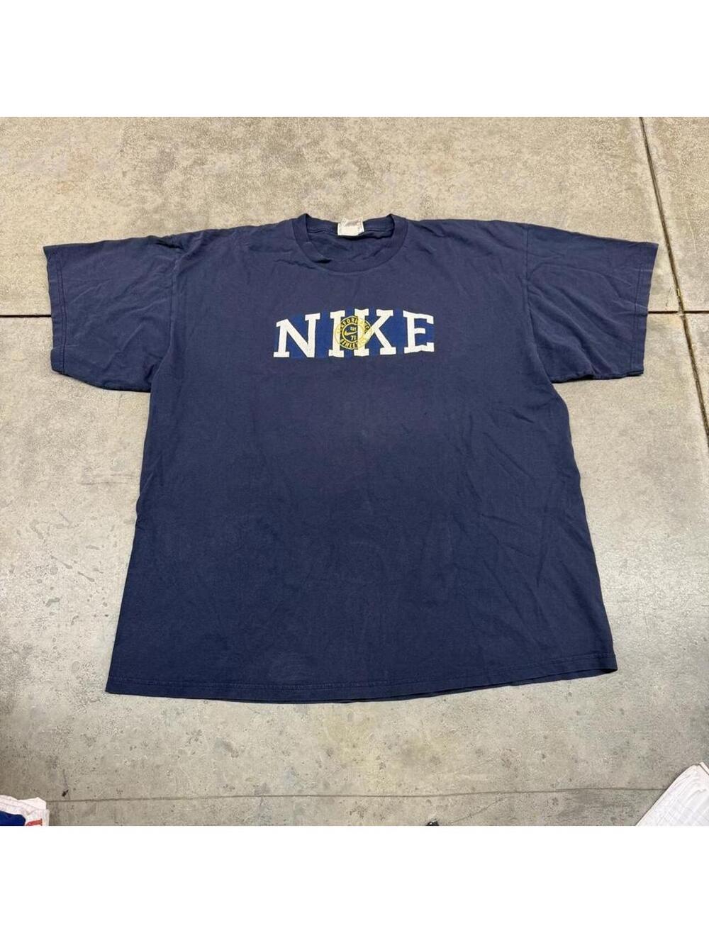 vintage nike faded navy spell out collegiate shirt size xl
